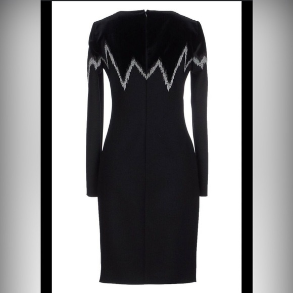 NEW EMILIO PUCCI METALLIC EMBROIDERED BLACK WOOL VELOUR DRESS - Picture 3 of 9